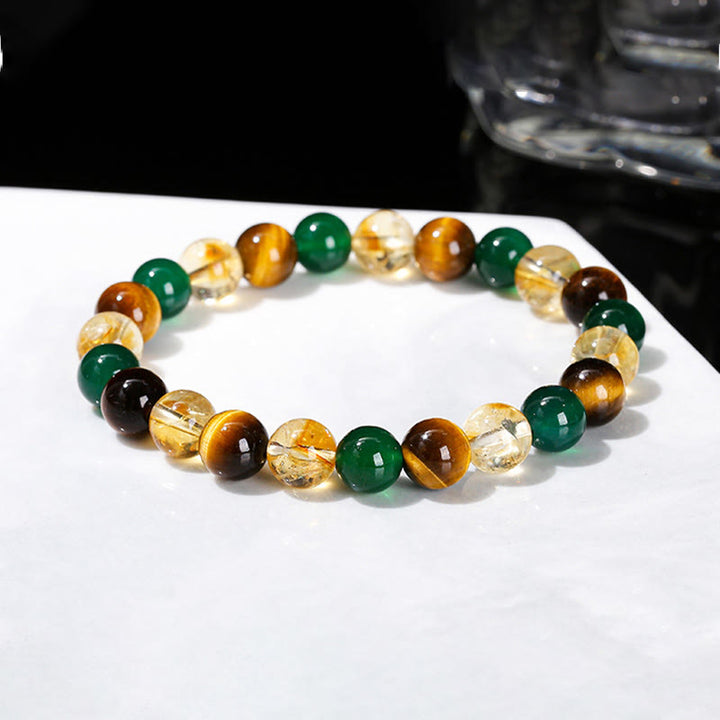 Buddha Stones Natural Tiger Eye Green Agate Citrine Mix And Match Beads Protection Bracelet - image 11