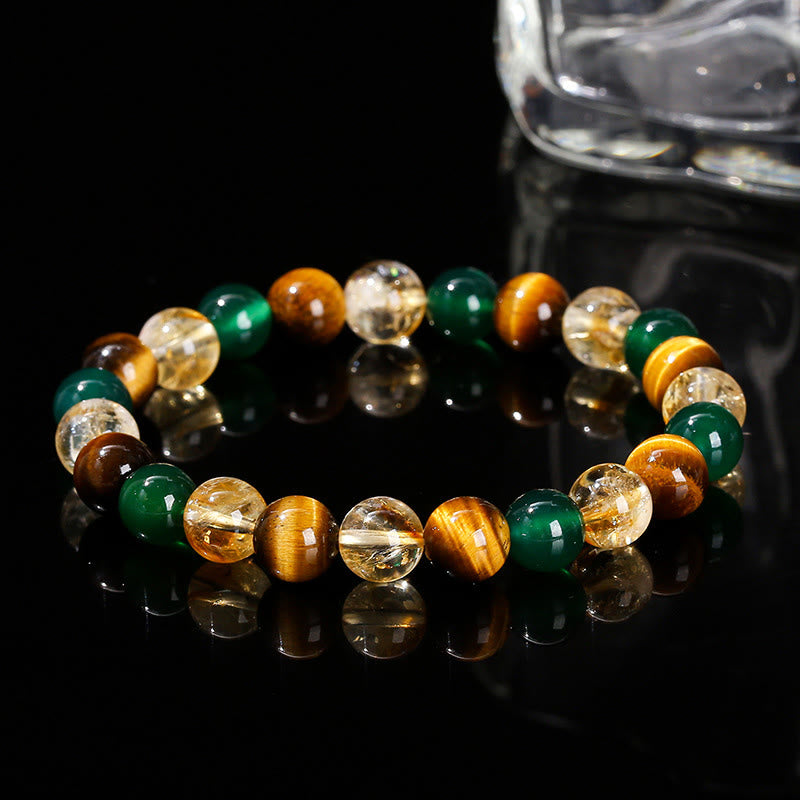 Buddha Stones Natural Tiger Eye Green Agate Citrine Mix And Match Beads Protection Bracelet - image 12