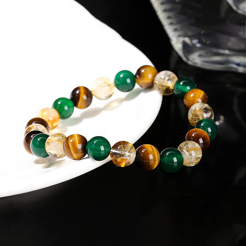 Buddha Stones Natural Tiger Eye Green Agate Citrine Mix And Match Beads Protection Bracelet - image 5