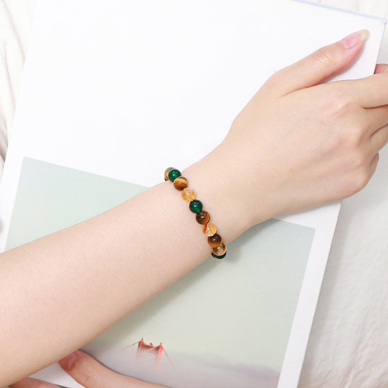 Buddha Stones Natural Tiger Eye Green Agate Citrine Mix And Match Beads Protection Bracelet - image 6