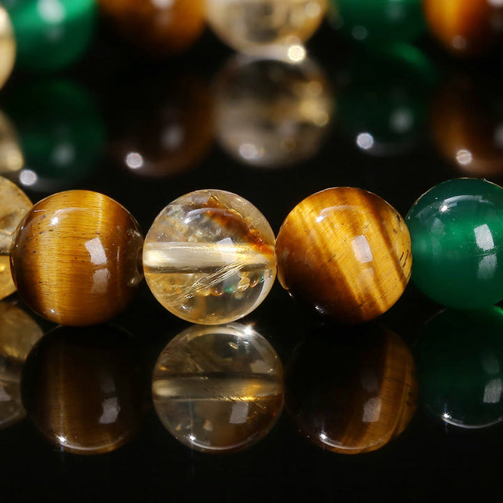 Buddha Stones Natural Tiger Eye Green Agate Citrine Mix And Match Beads Protection Bracelet - image 10