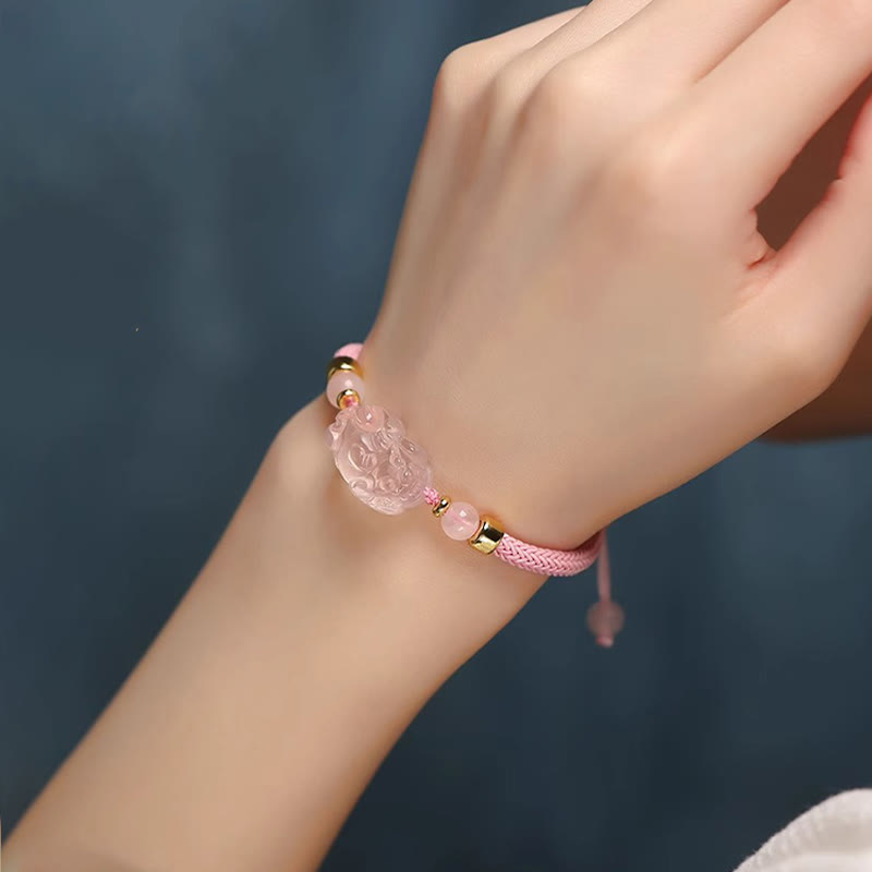 Buddha Stones PiXiu Pink Crystal Wealth String Braided Bracelet - image 16