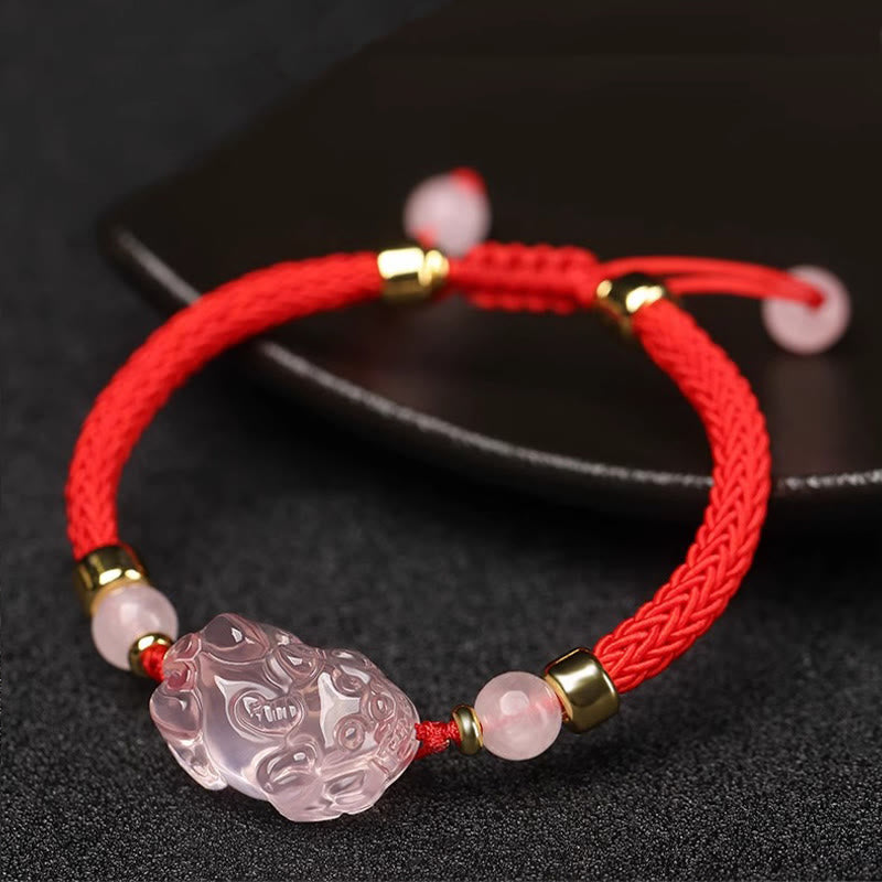 Buddha Stones PiXiu Pink Crystal Wealth String Braided Bracelet - image 6