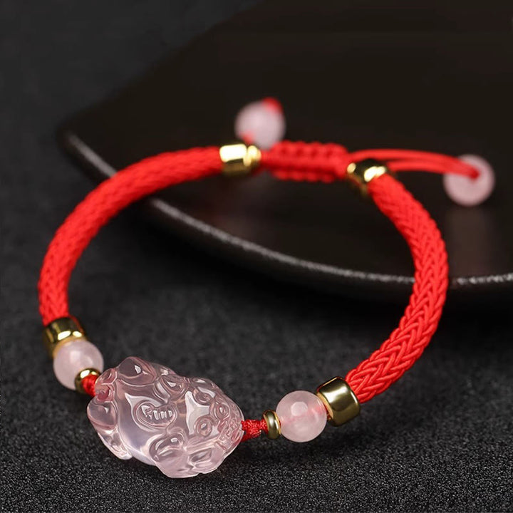 Buddha Stones PiXiu Pink Crystal Wealth String Braided Bracelet - image 6