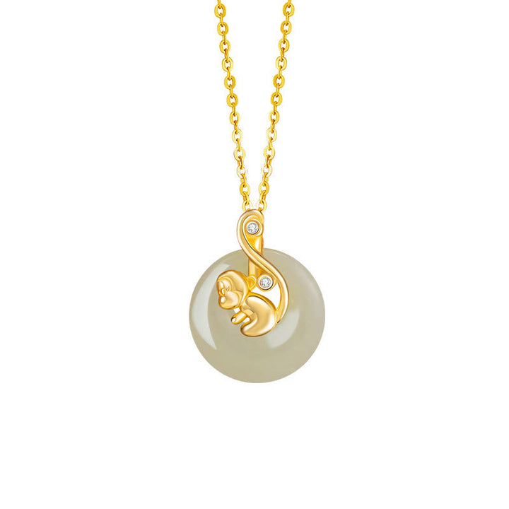 Buddha Stones Chinese Zodiac Hetian Jade 925 Sterling Silver Abundance Necklace Pendant - Hetian Jade 925 Sterling Silver-Monkey - image 25