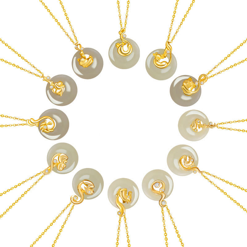 Buddha Stones Chinese Zodiac Hetian Jade 925 Sterling Silver Abundance Necklace Pendant - image 29