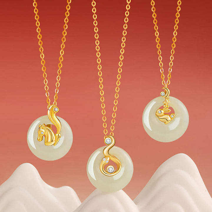 Buddha Stones Chinese Zodiac Hetian Jade 925 Sterling Silver Abundance Necklace Pendant - image 30