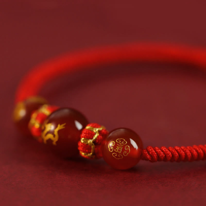 Buddha Stones Handmade Red Agate Chinese Zodiac Red String Braided Protection Bracelet - image 18