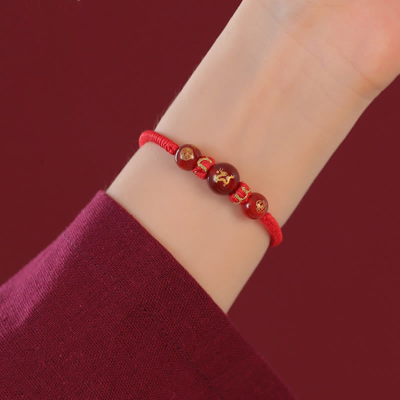 Buddha Stones Handmade Red Agate Chinese Zodiac Red String Braided Protection Bracelet - image 17