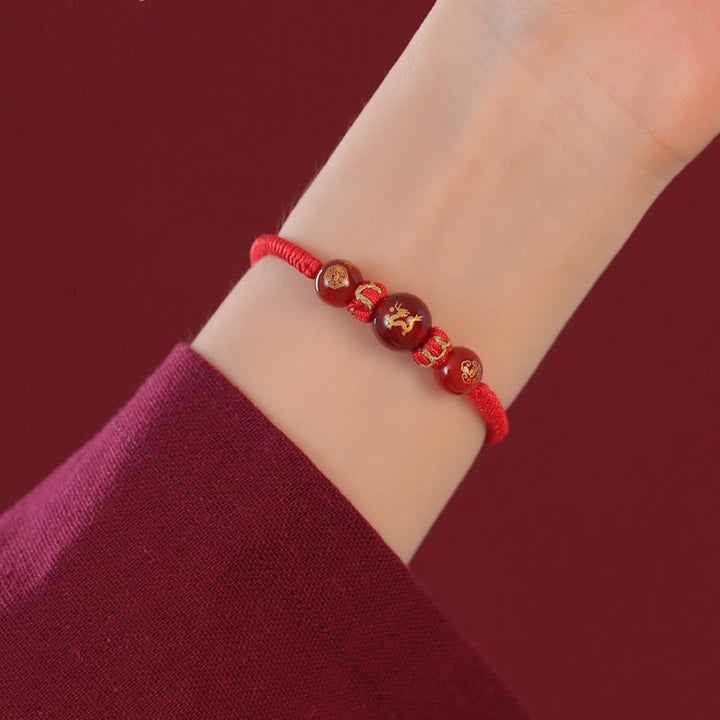 Buddha Stones Handmade Red Agate Chinese Zodiac Red String Braided Protection Bracelet - image 17