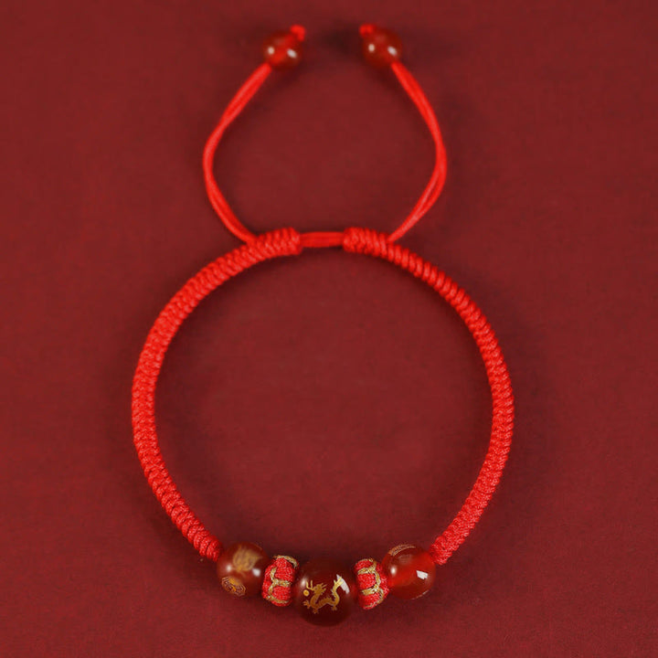 Buddha Stones Handmade Red Agate Chinese Zodiac Red String Braided Protection Bracelet - image 13