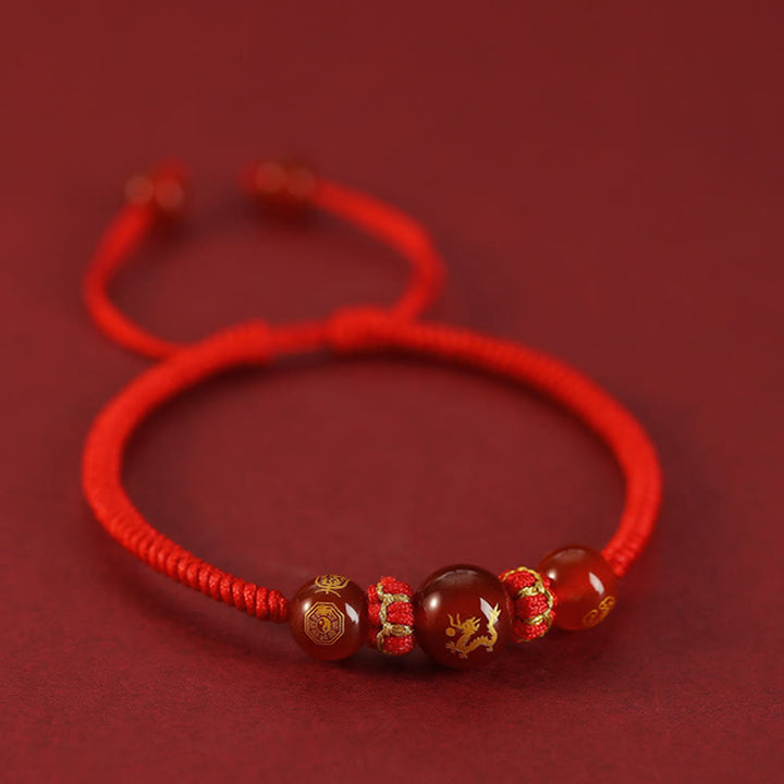 Buddha Stones Handmade Red Agate Chinese Zodiac Red String Braided Protection Bracelet - image 12