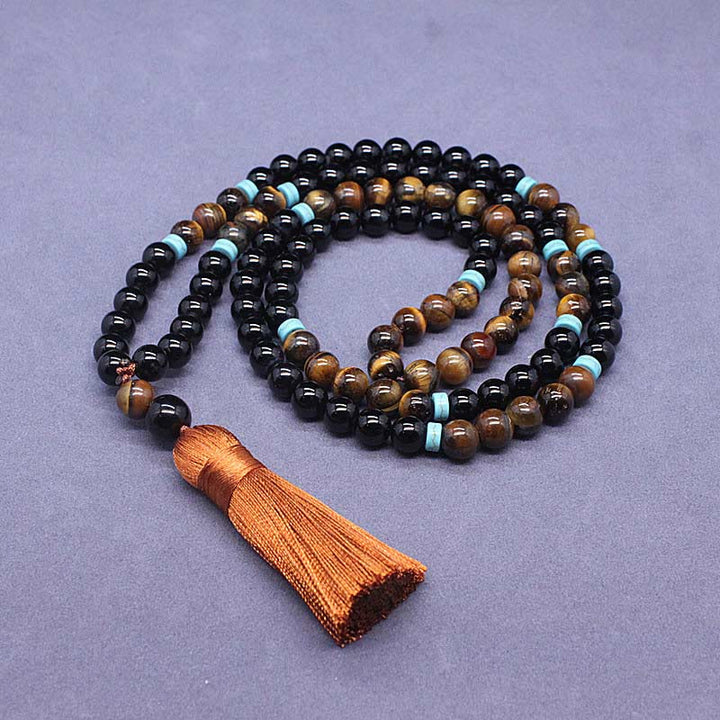 Buddha Stones Tibetan Black Onyx Peaceful Mala Set - image 3