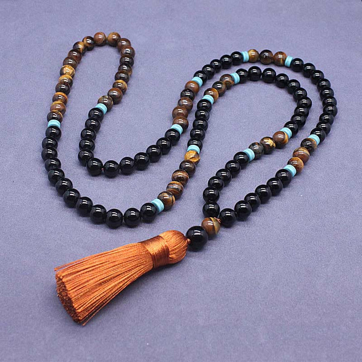Buddha Stones Tibetan Black Onyx Peaceful Mala Set - image 2
