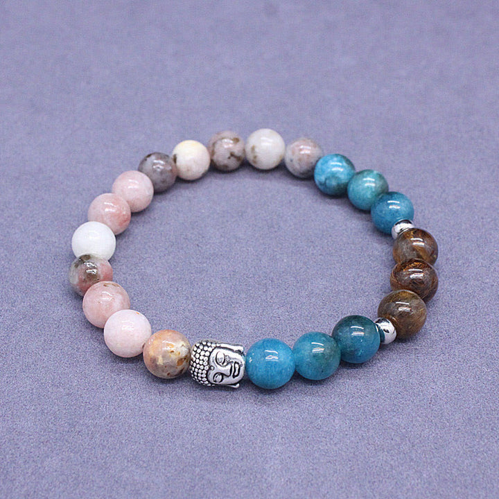Buddha Stones Natural Black Onyx White Stone Green Aventurine Tiger Eye Agate Mixed Color Buddha Head Protection Bracelet - image 34