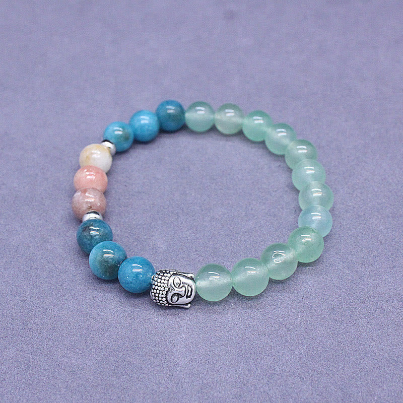 Buddha Stones Natural Black Onyx White Stone Green Aventurine Tiger Eye Agate Mixed Color Buddha Head Protection Bracelet - image 3