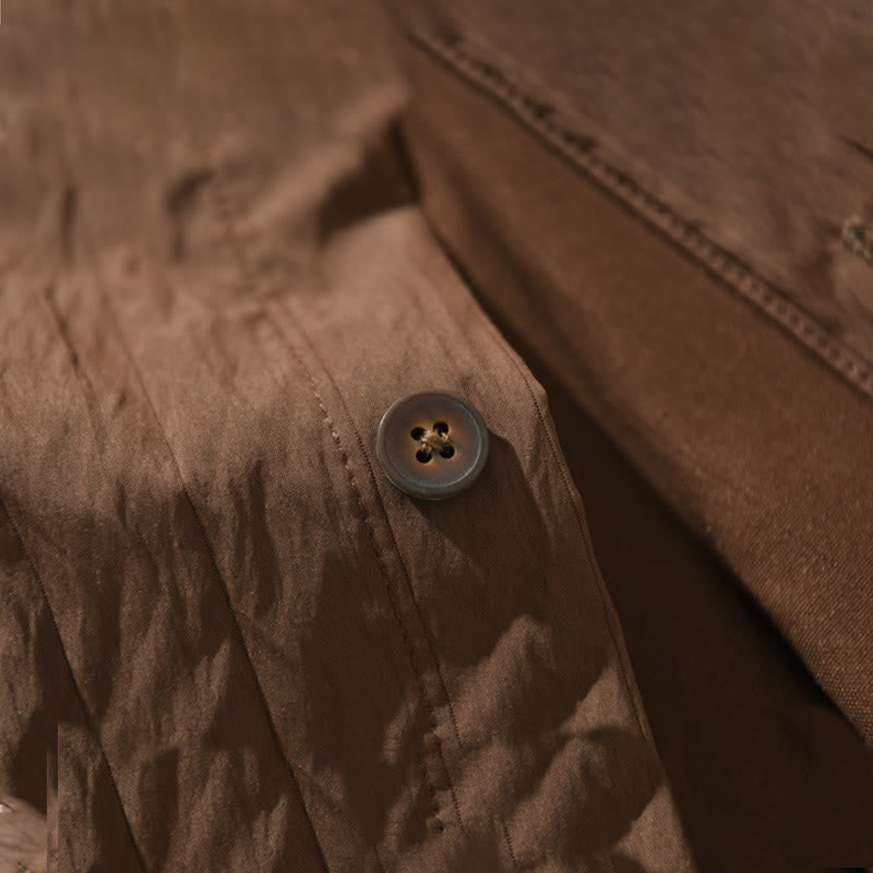 Buddha Stones Casual Solid Color Long Sleeve Men's Shirt With Pocket - image 7