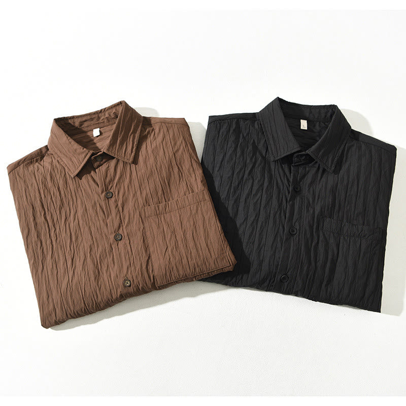 Buddha Stones Casual Solid Color Long Sleeve Men's Shirt With Pocket - image 1