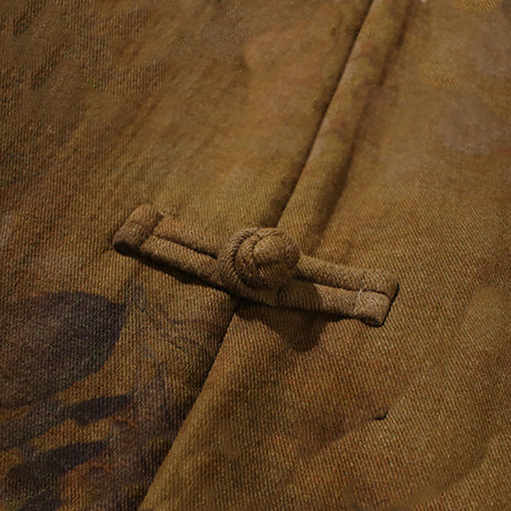 Buddha Stones Leaves Flower Frog-button Tang Suit Cotton Men's Jacket Shirt - image 18