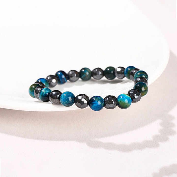Buddha Stones 2Pcs Hematite Tiger Eye Blue Tiger Eye Powerful Bracelet Set - image 14