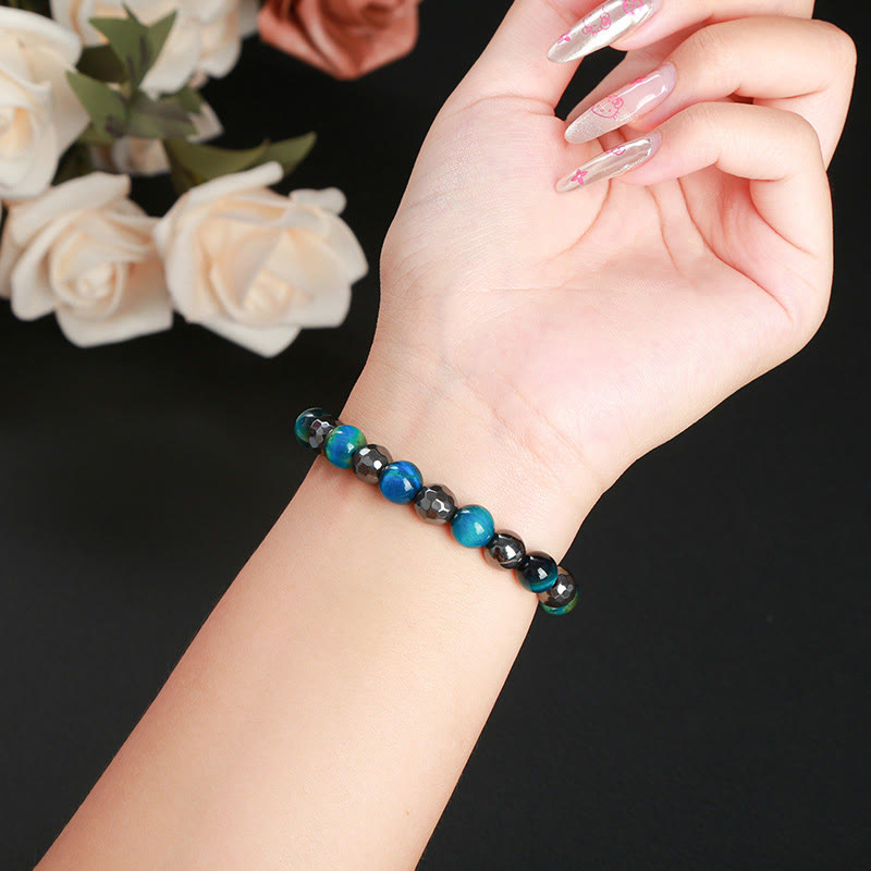 Buddha Stones 2Pcs Hematite Tiger Eye Blue Tiger Eye Powerful Bracelet Set - image 18