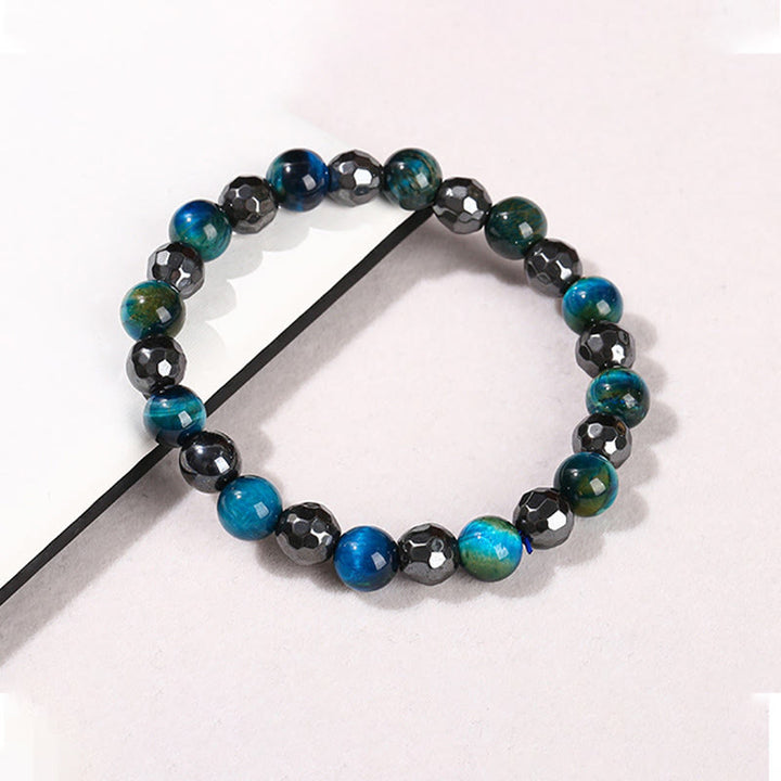 Buddha Stones 2Pcs Hematite Tiger Eye Blue Tiger Eye Powerful Bracelet Set - image 16