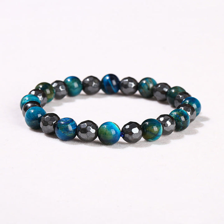 Buddha Stones 2Pcs Hematite Tiger Eye Blue Tiger Eye Powerful Bracelet Set - image 12