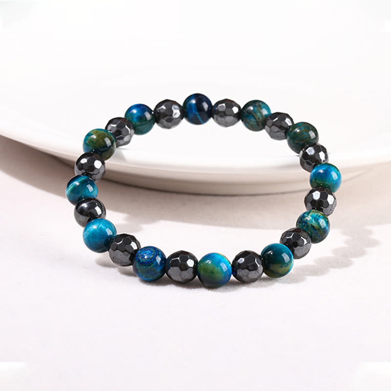 Buddha Stones 2Pcs Hematite Tiger Eye Blue Tiger Eye Powerful Bracelet Set - image 13