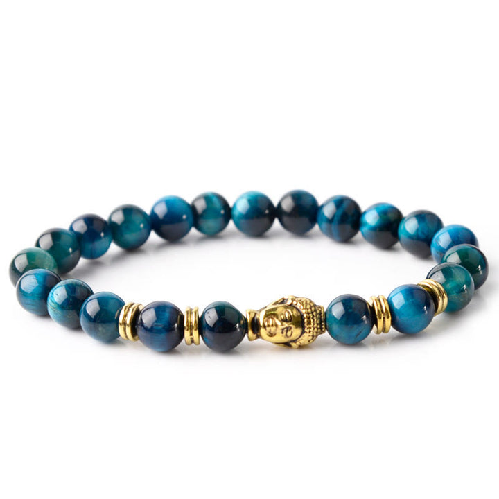 Buddha Stones Blue Green Red Tiger Eye Buddha Head Balance Bracelet - image 6