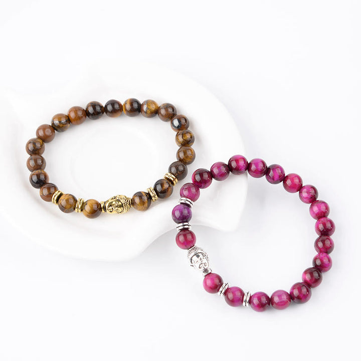 Buddha Stones Blue Green Red Tiger Eye Buddha Head Balance Bracelet - image 55