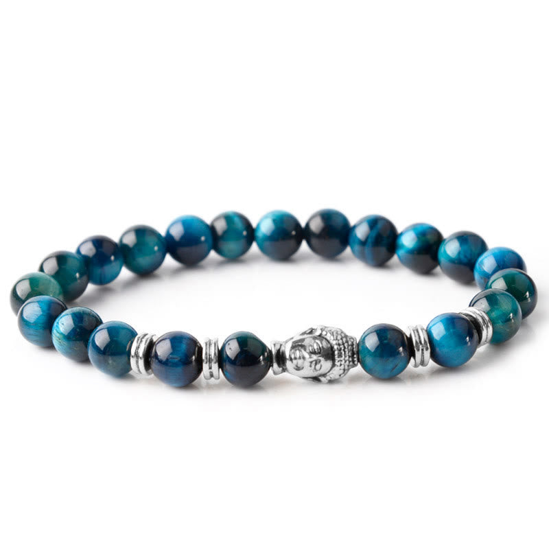 Buddha Stones Blue Green Red Tiger Eye Buddha Head Balance Bracelet - image 15