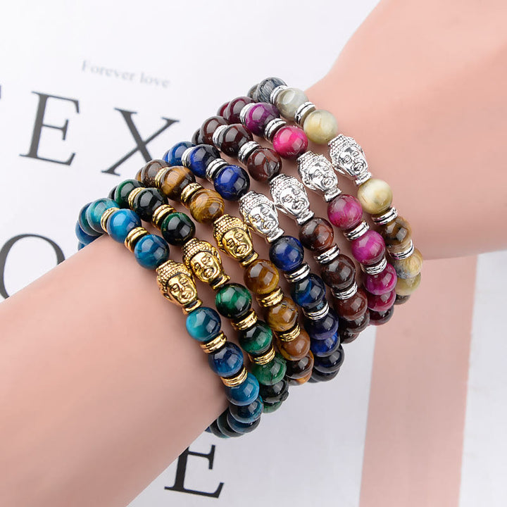 Buddha Stones Blue Green Red Tiger Eye Buddha Head Balance Bracelet - image 58