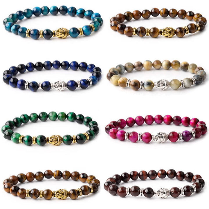 Buddha Stones Blue Green Red Tiger Eye Buddha Head Balance Bracelet - image 57