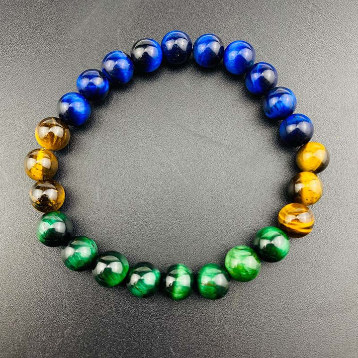 Buddha Stones Blue Tiger Eye Green Tiger Eye Tiger Eye Balance Bracelet - image 10