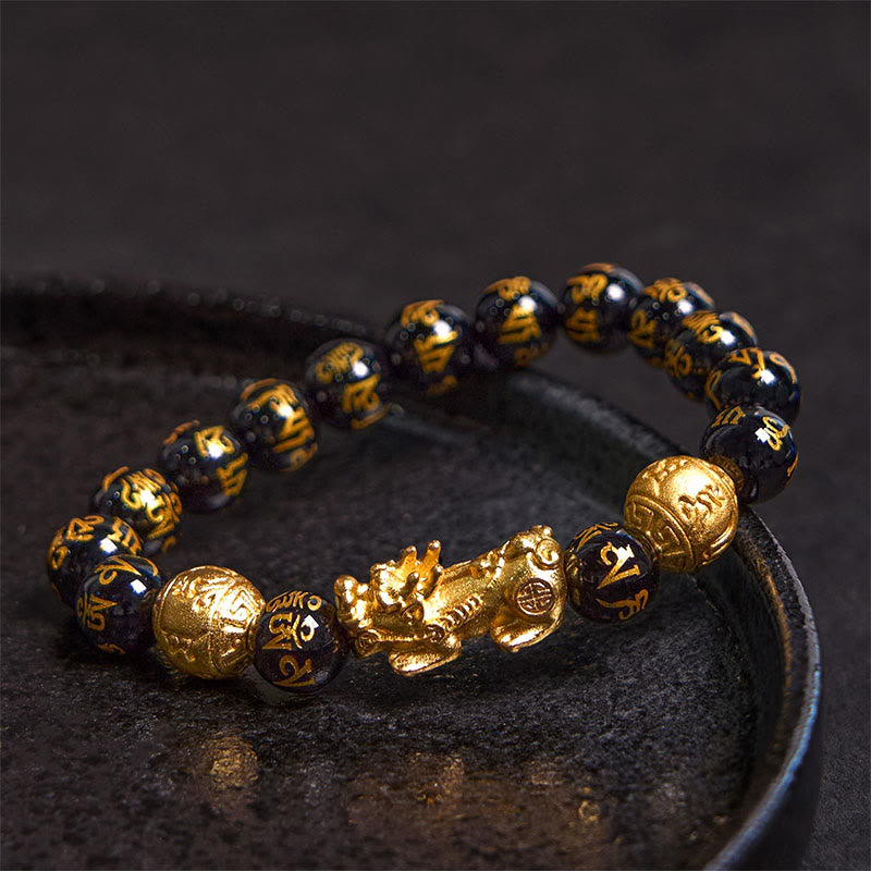 Buddha Stones FengShui PiXiu Obsidian Wealth Bracelet - image 1