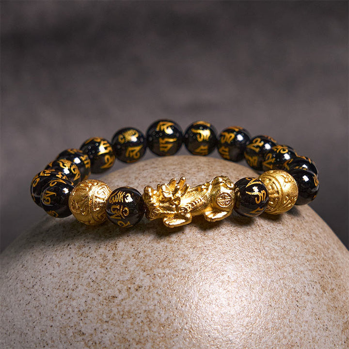 Buddha Stones FengShui PiXiu Obsidian Wealth Bracelet - image 2