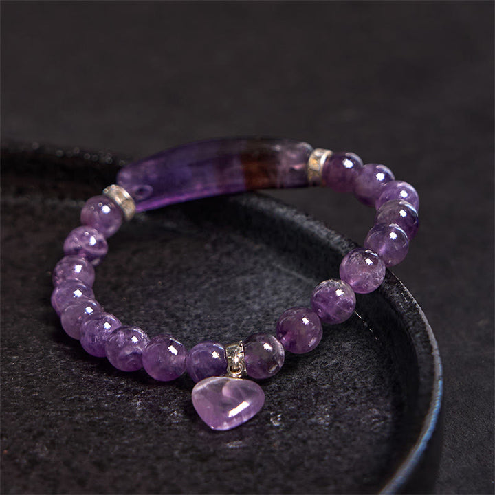Buddha Stones Natural Quartz Love Heart Healing Beads Bracelet - image 6