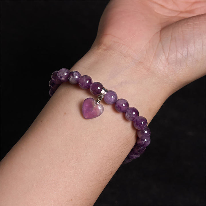 Buddha Stones Natural Quartz Love Heart Healing Beads Bracelet - image 8