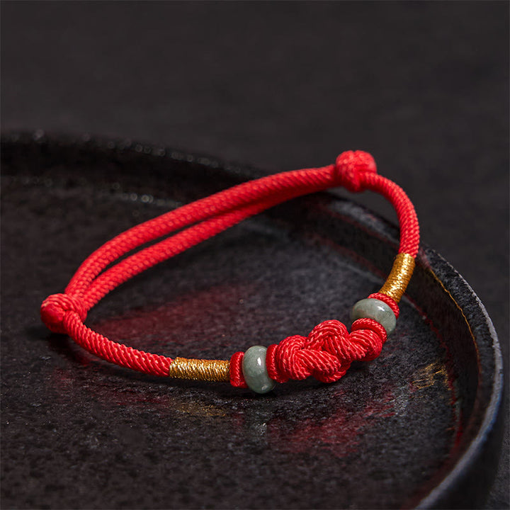 Buddha Stones Red String Jade Luck Fortune Knot Braided Couple Bracelet - image 2