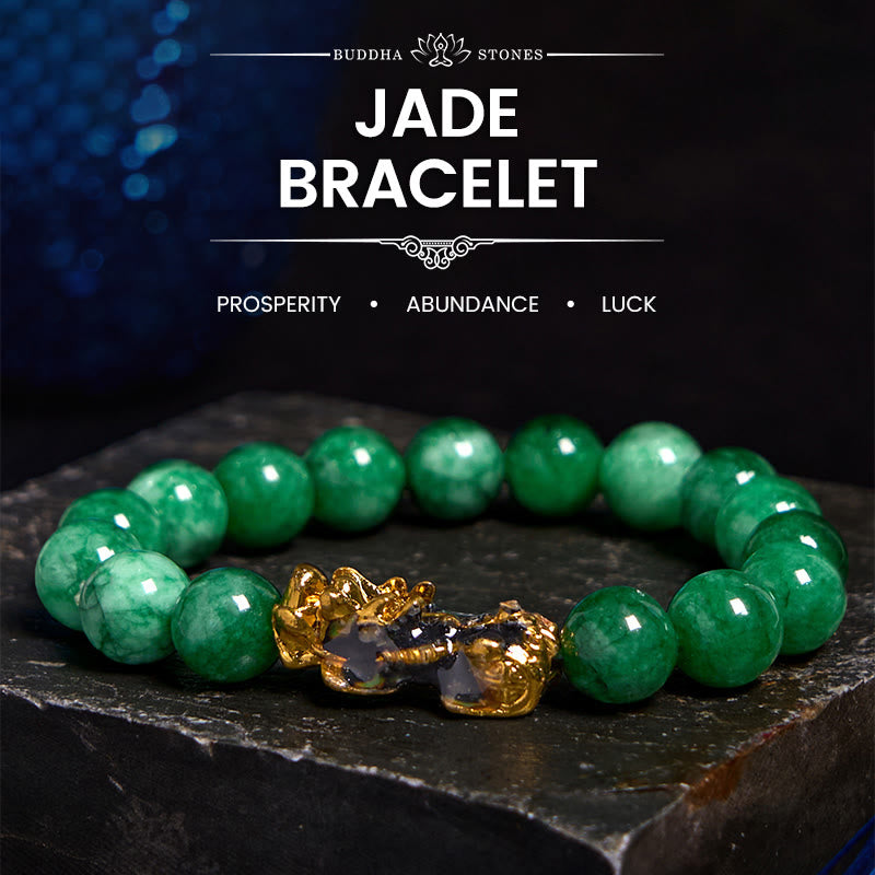 Buddha Stones FengShui PiXiu Jade Protection Bracelet - 14mm*13 - image 0