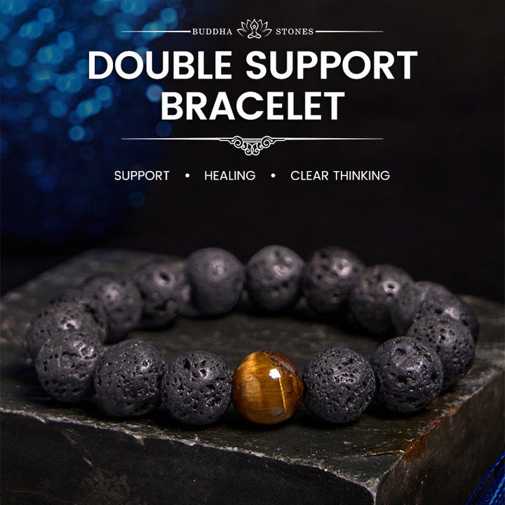 Buddha Stones Lava Rock Tiger Eye Stone Peace Healing Bracelet - Lava Rock - image 0