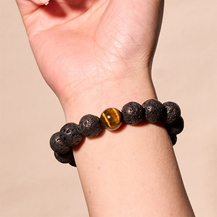 Buddha Stones Lava Rock Tiger Eye Stone Peace Healing Bracelet - image 4