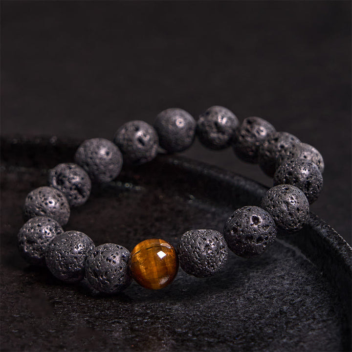 Buddha Stones Lava Rock Tiger Eye Stone Peace Healing Bracelet - image 3