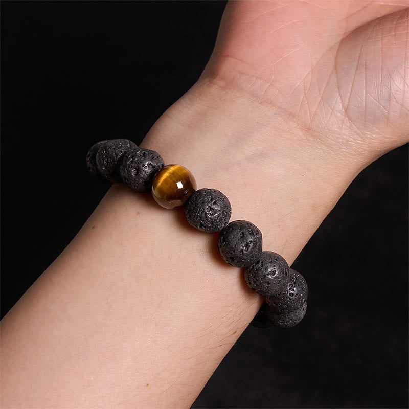 Buddha Stones Lava Rock Tiger Eye Stone Peace Healing Bracelet - image 4