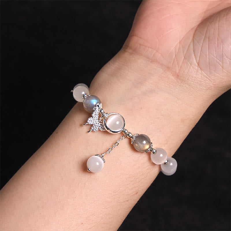 Buddha Stones Cat's Eye Moonstone Butterfly Star Charm Support Bracelet - image 3