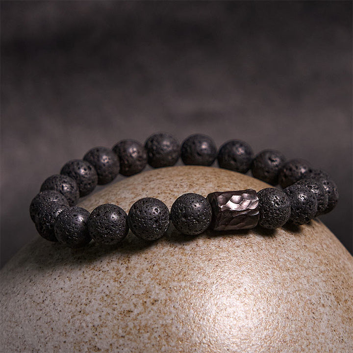 Buddha Stones Lava Rock Ebony Wood Tiger Eye Healing Bracelet - image 2