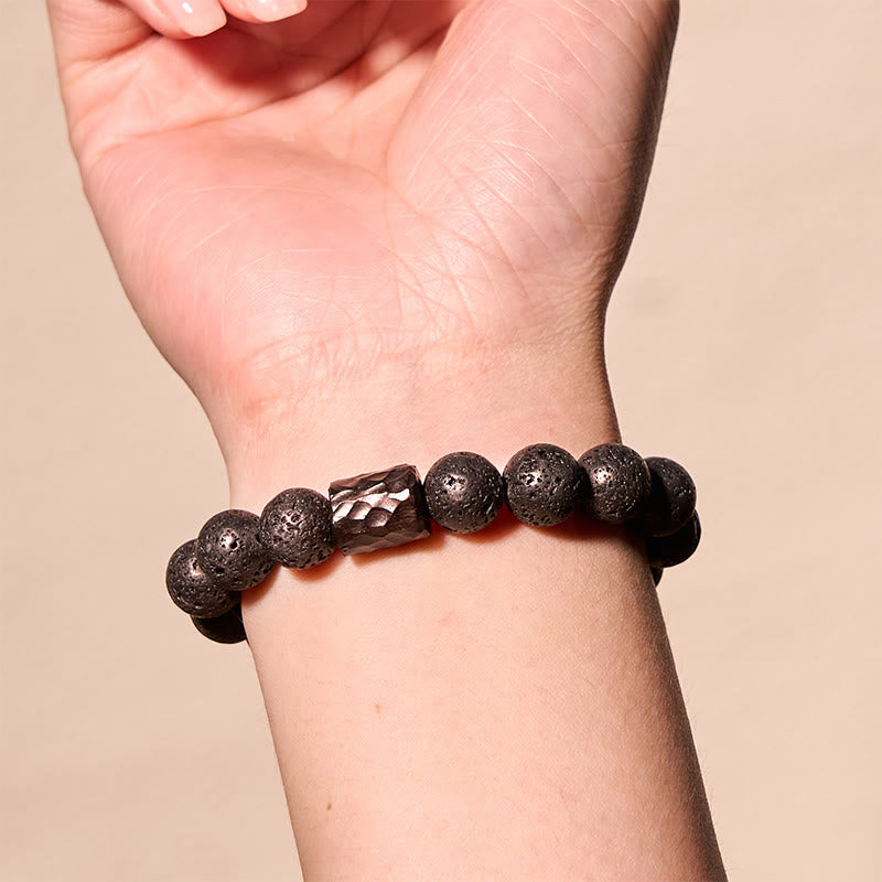 Buddha Stones Lava Rock Ebony Wood Tiger Eye Healing Bracelet - image 2