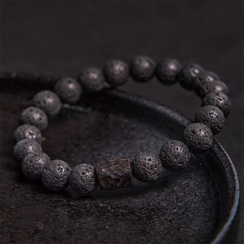 Buddha Stones Lava Rock Ebony Wood Tiger Eye Healing Bracelet - image 3