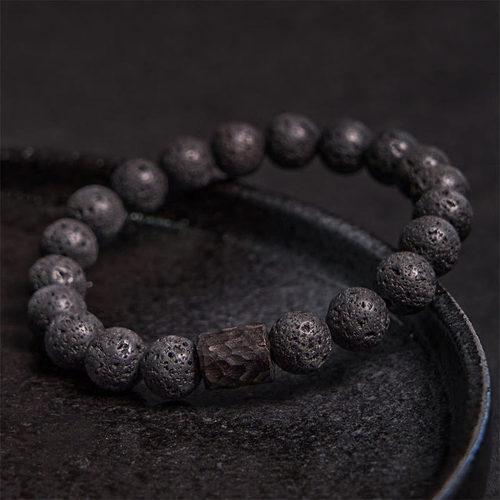 Buddha Stones Lava Rock Ebony Wood Tiger Eye Healing Bracelet - image 3