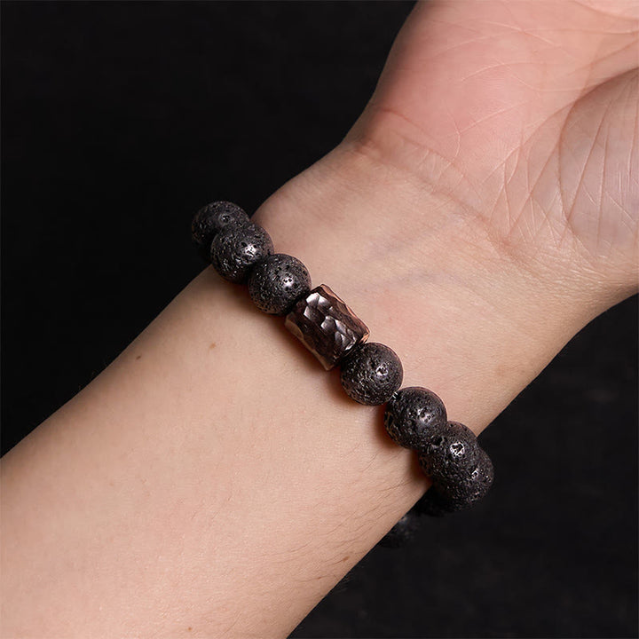 Buddha Stones Lava Rock Ebony Wood Tiger Eye Healing Bracelet - image 3